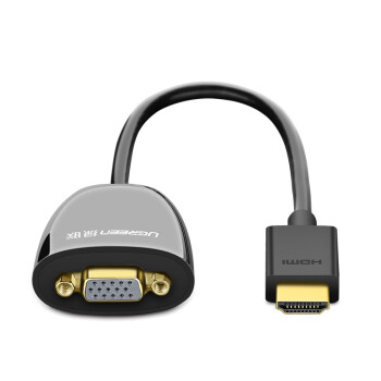 绿联HDMI转VGA线转换器 高清视频转接头 笔记本电脑盒子机顶盒连电视显示器投影仪线 黑 40253