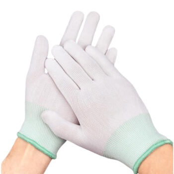 百舸 PU涂指手套 尼龙浸胶劳保手套 干活防滑防护手套 薄款 12双