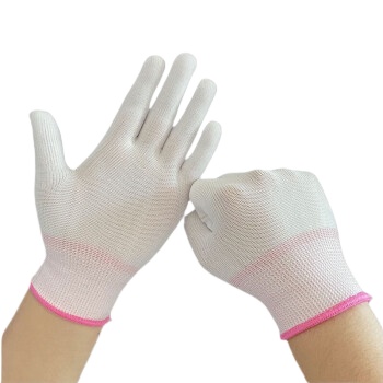 百舸（BAIGE） PU涂指尼龙线手套 S码12双 透气耐磨 白色（单位：组）