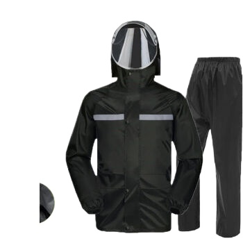 鸣固 雨衣分体双层雨衣雨裤套装外卖雨衣防暴雨骑手骑行反光雨衣交通黑色XXXL