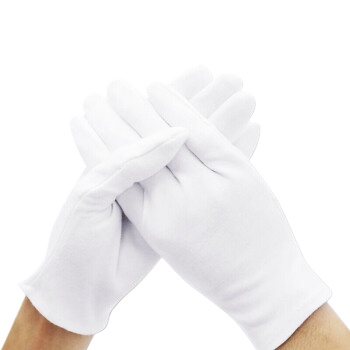 鸣固 礼仪白手套 12双 劳保手套 白色（单位：组）