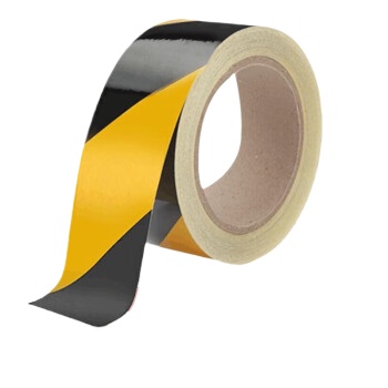 鸣固 黑黄反光警示胶带 斑马线胶带定位安全警戒线隔离带 斜纹5cm*45m