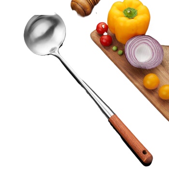 拜格（BAYCO）汤勺 不锈钢汤勺子大号耐高温木柄汤锅火锅铁锅炒菜勺粥勺BC8291