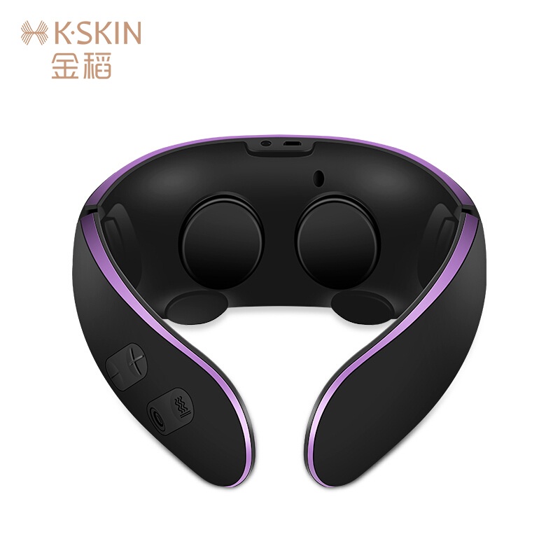金稻颈椎按摩器 颈部按摩仪按摩披肩 智能语音牵引办公室家用电动护颈仪器KD812 魅紫黑 黑色 黑色