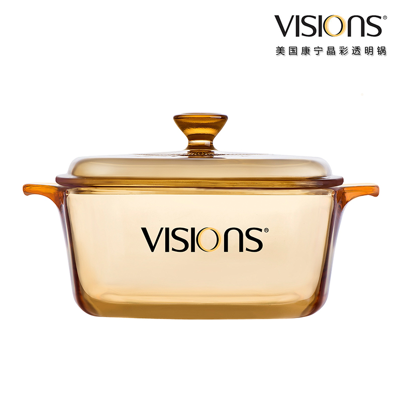 康宁（VISIONS） 透明玻璃方形煮锅  VS-15-RV/CN 1.5L 透明琥珀色（单位：个）