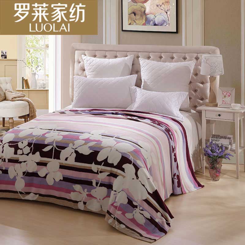 罗莱家纺 花开绚烂法兰绒毯 毯子办公室用家用 180*200cmQ176 混色