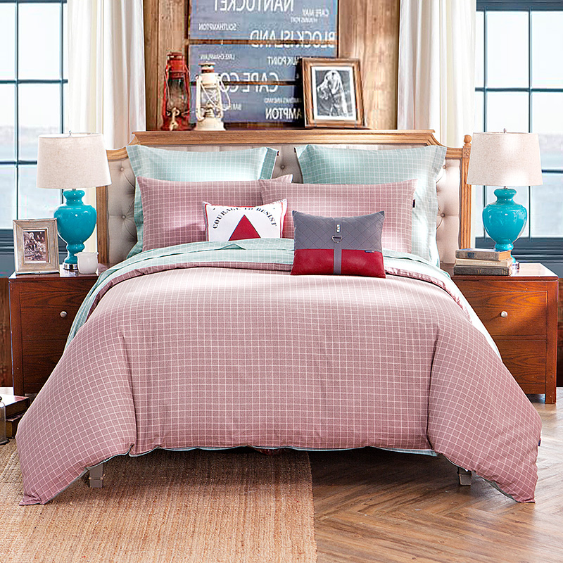 LOVO格调空间全棉四件套1.5M床（单位：套） 粉红色