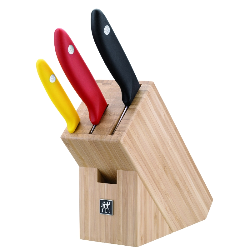 双立人TWINPoint S三色竹制插刀架四件套32870-004-762 不锈钢色 不锈钢色