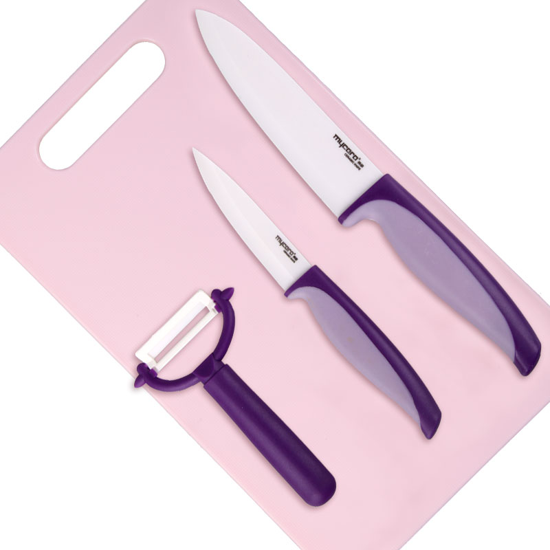 mycera美瓷陶瓷刀企鹅系列宝宝辅食套装带菜板TQQ04 紫色  紫色  