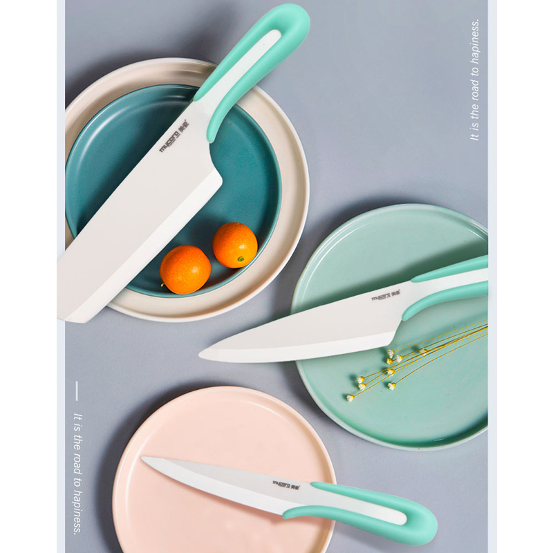 mycera美瓷陶瓷刀一体陶瓷刀U系列三件套厨房套装刀具礼盒TU03  绿色   绿色