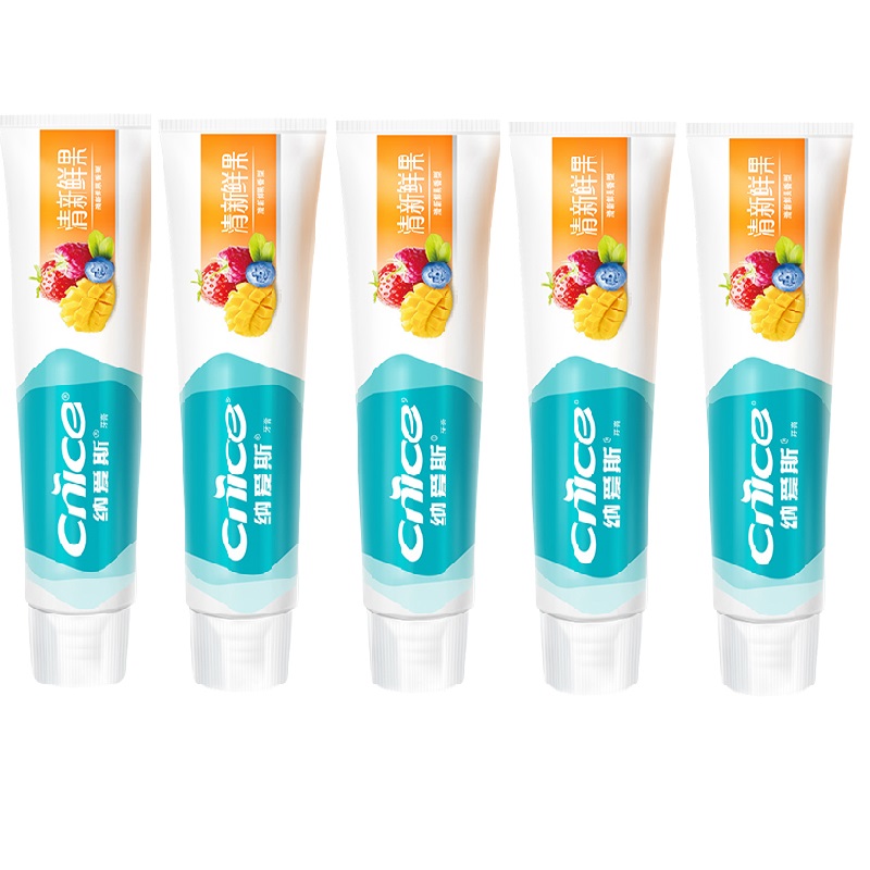 纳爱斯清新鲜果牙膏支120g*5支/套(新疆、青海、西藏不发) 图片色