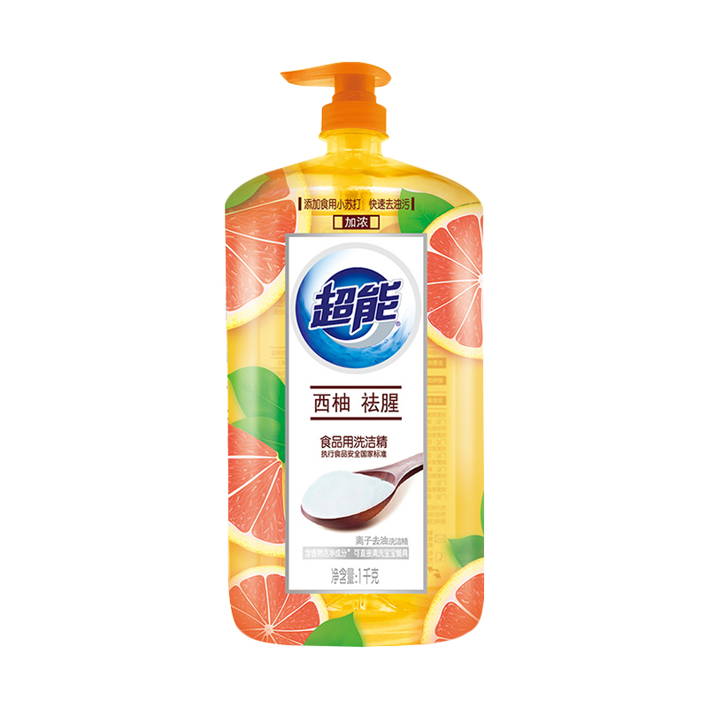 超能西柚去腥洗洁精瓶装 (新疆、青海、西藏不发)1kg/瓶 图片色