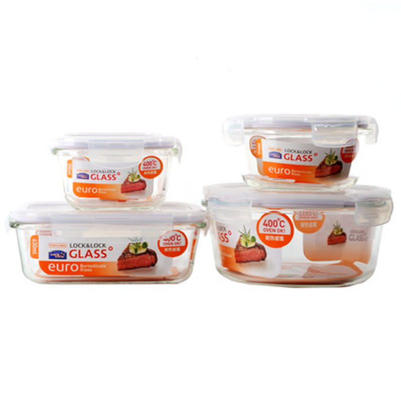 乐扣乐扣乐扣耐热玻璃保鲜盒四件套LLG861S002  图片色  