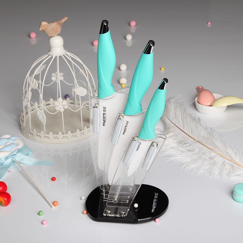 mycera美瓷陶瓷刀艾利系列厨房套刀四件套带刀座TF02 图片色 随机