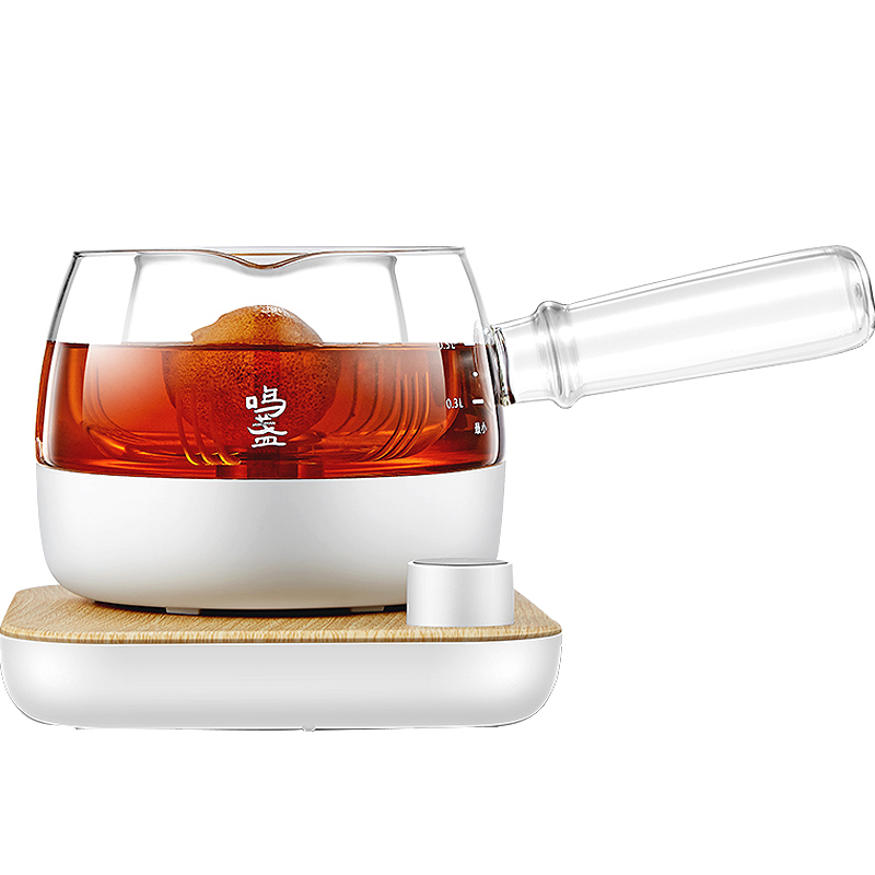 鸣盏 养生壶煮茶器煮茶壶迷你玻璃花茶壶热水壶烧水壶电热水壶侧把壶 MZ-072T 单位：个 白色