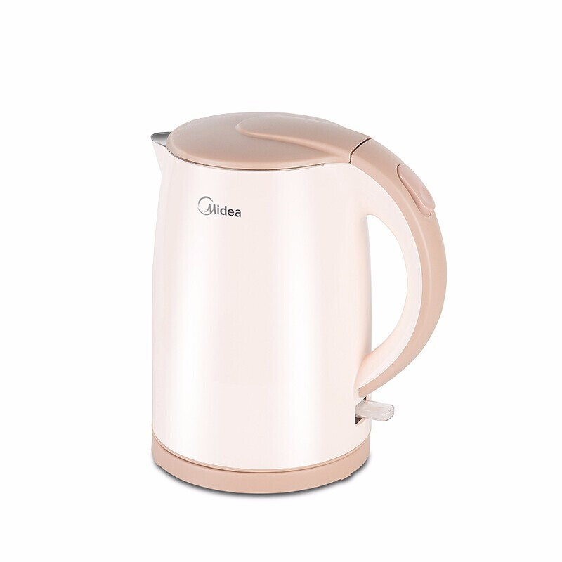 美的（Midea）家用双层防烫304不锈钢电热水壶1.5L H415E2J（台） 浅粉色