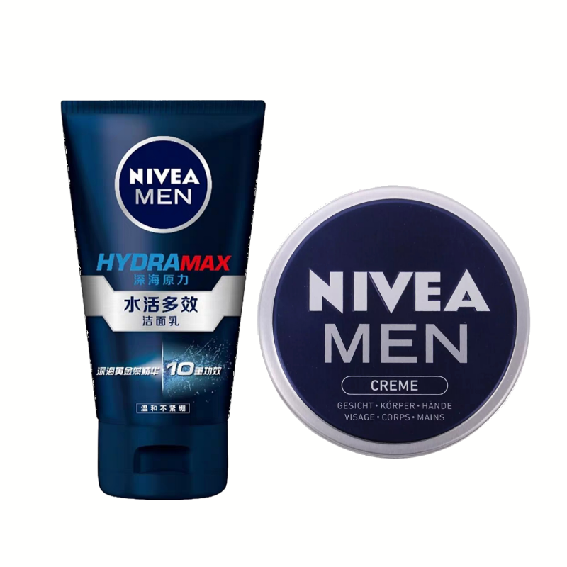 妮维雅男士润肤霜75ML+男士水活多效洁面乳100g  铁灰色   铁灰色