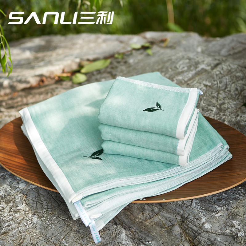 三利绿茶面巾2条礼盒装C809  随机  