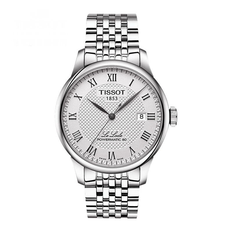 TISSOT天梭力洛克80机芯钢带机械男士手表39.3mm T006.407.11.033.00 块 白色