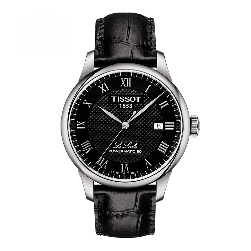 TISSOT天梭力洛克系列80机芯皮带机械男士手表39.3mmT006.407.16.053.00只 黑色