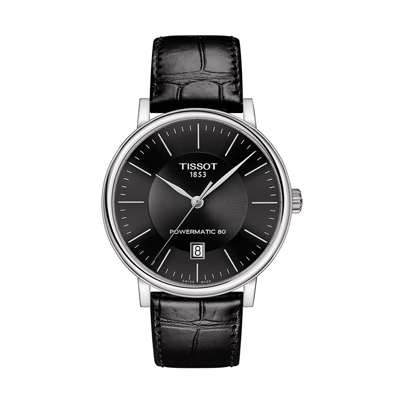 TISSOT天梭 卡森臻我系列机械皮带男士手表(40mm)T122.407.16.051.00  块 黑色