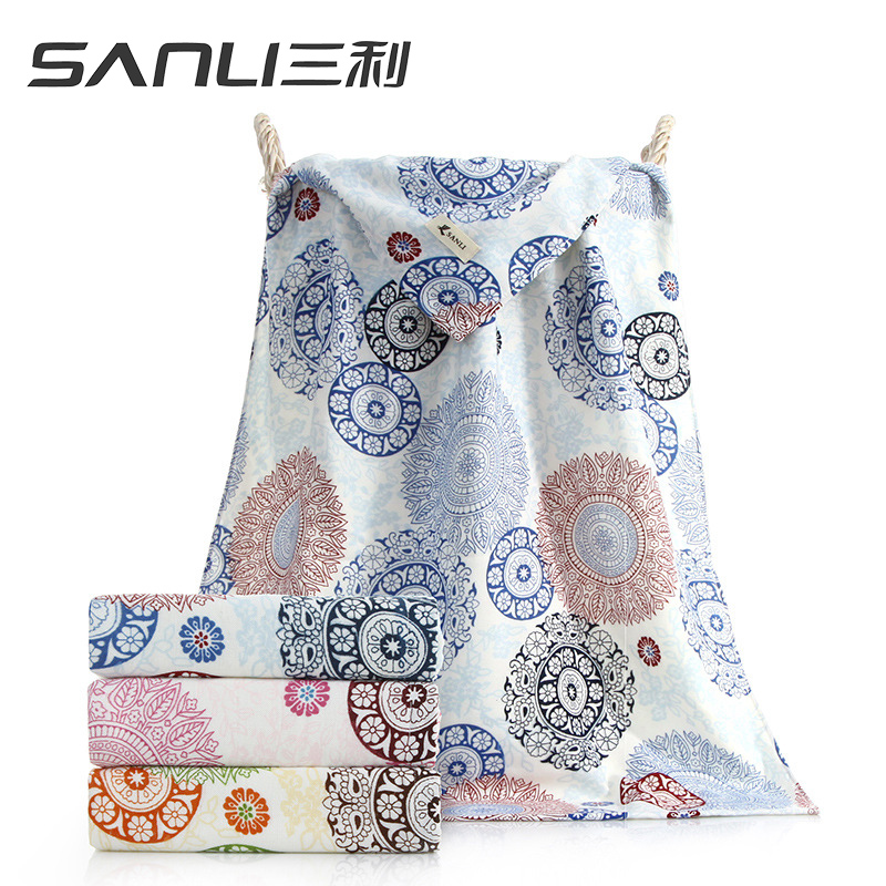 三利烟雨天青方面浴三件套礼盒装2053.8053.3053  蓝色  