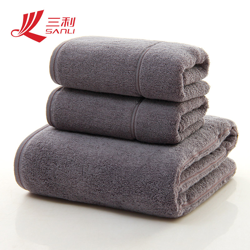 三利纯色面巾2+浴巾三件套礼盒装颜色随机毛巾8110.3110（单位：盒） 深空灰