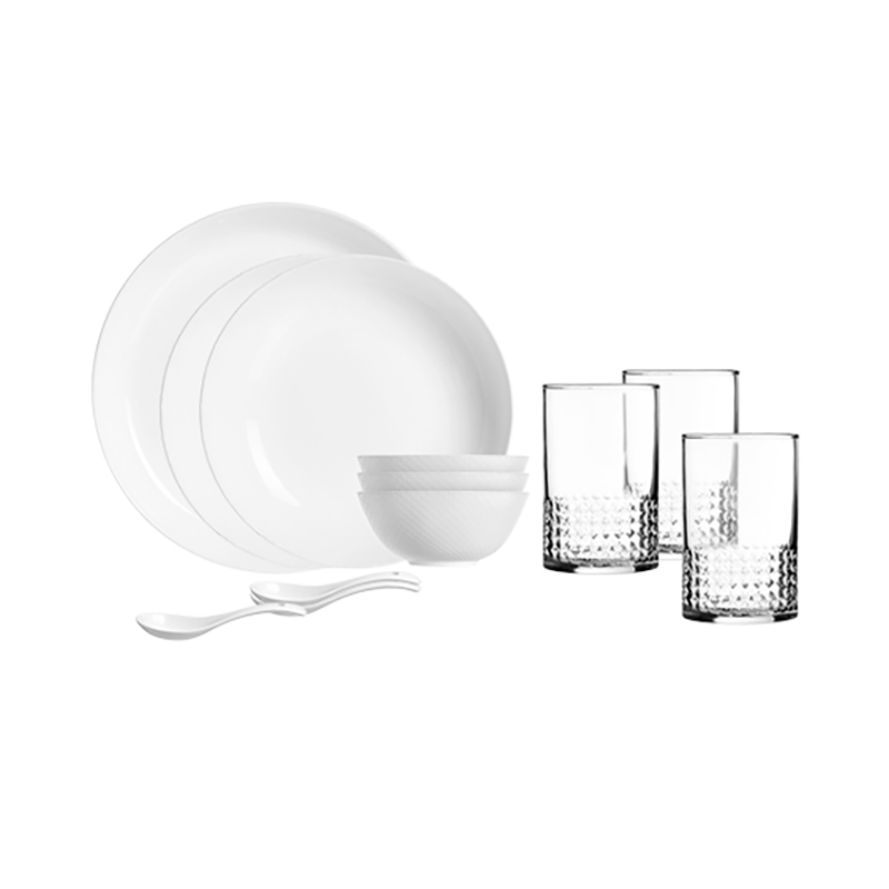 乐美雅 晶钻浮雕LC-CJJ525 餐具12件套 白色