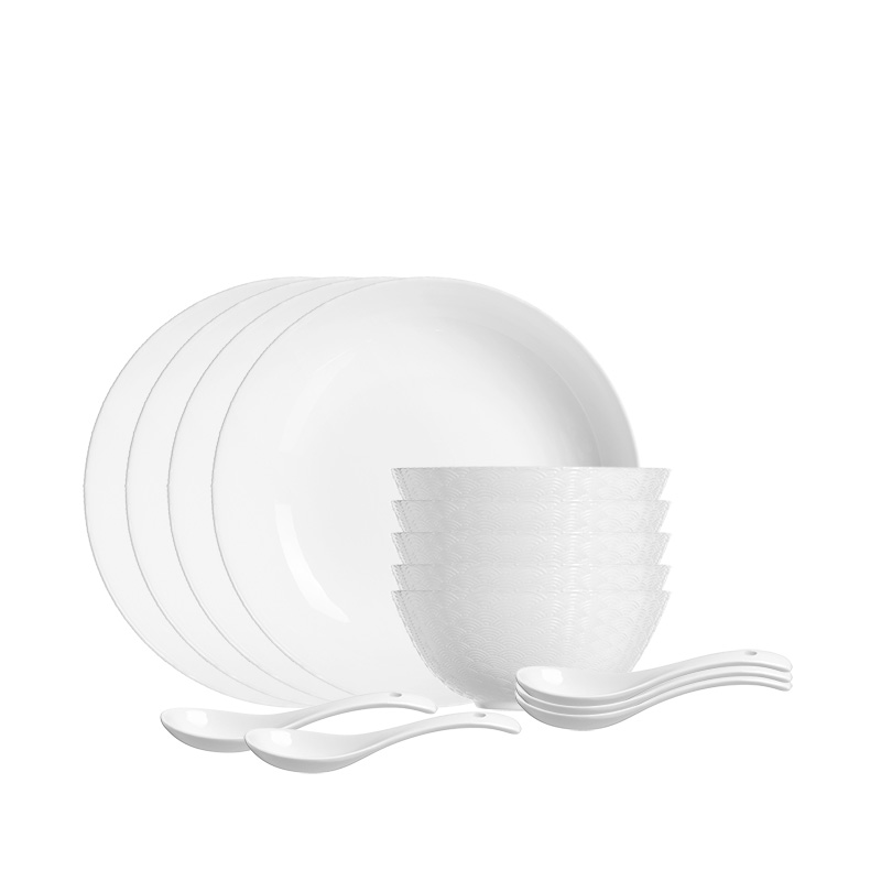 乐美雅祥云浮雕餐具14件套-邮购包装LC-CJJ529（单位：套） 白色