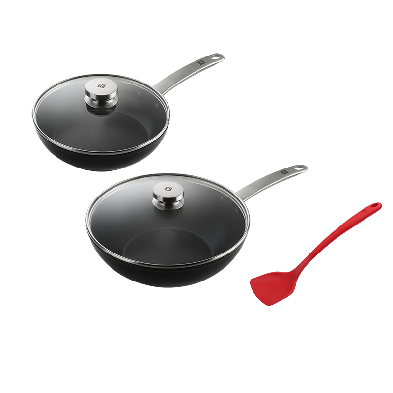 双立人（ZWILLING） Zwilling Enjoy 中式煎炒锅三件套装 ZW-EY006/66770-300-922-A 黑色 黑色