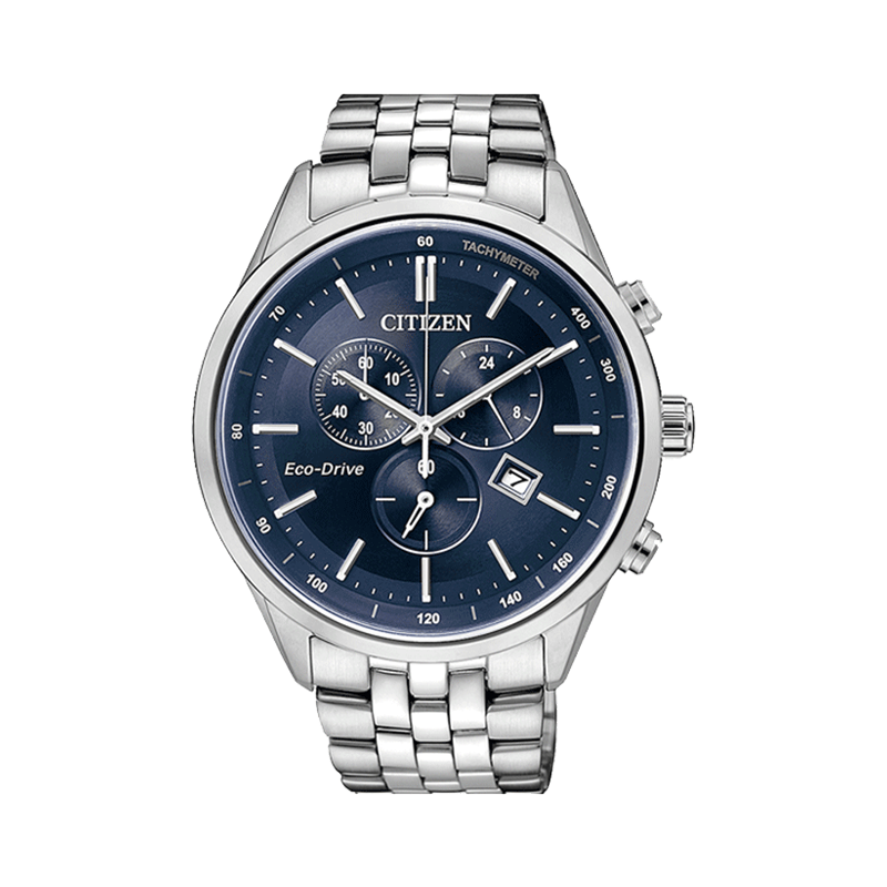 Citizen西铁城 光动能三眼多功能蓝盘钢带男表AT2140-55L  单位：个 蓝色