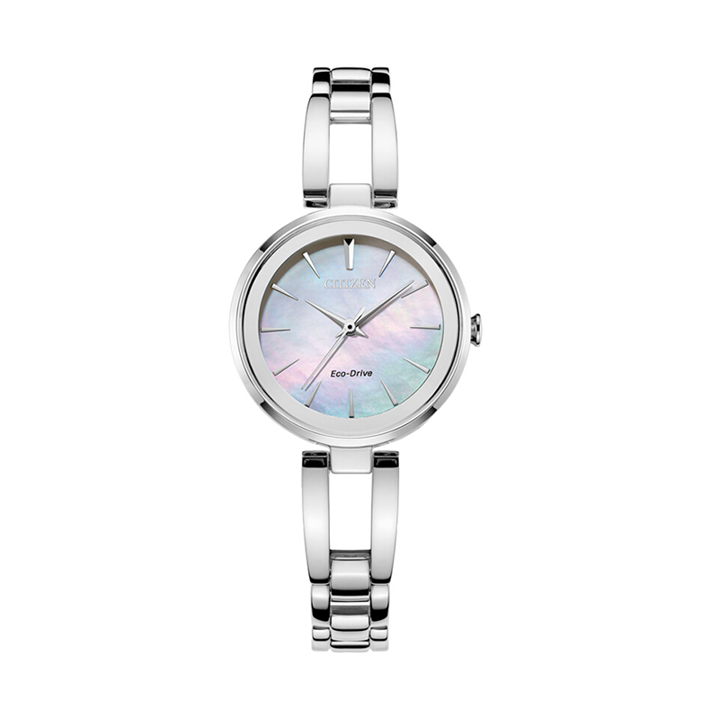 CITIZEN西铁城 光动能手表贝母表盘钢带女表 EM0631-83D 单位：块 白色