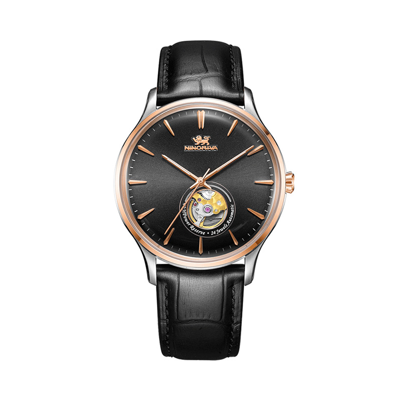 尼诺里拉 NINORIVA（机械表）超薄镂空男士皮带机械手表11012.821.04 玫瑰金 玫瑰金