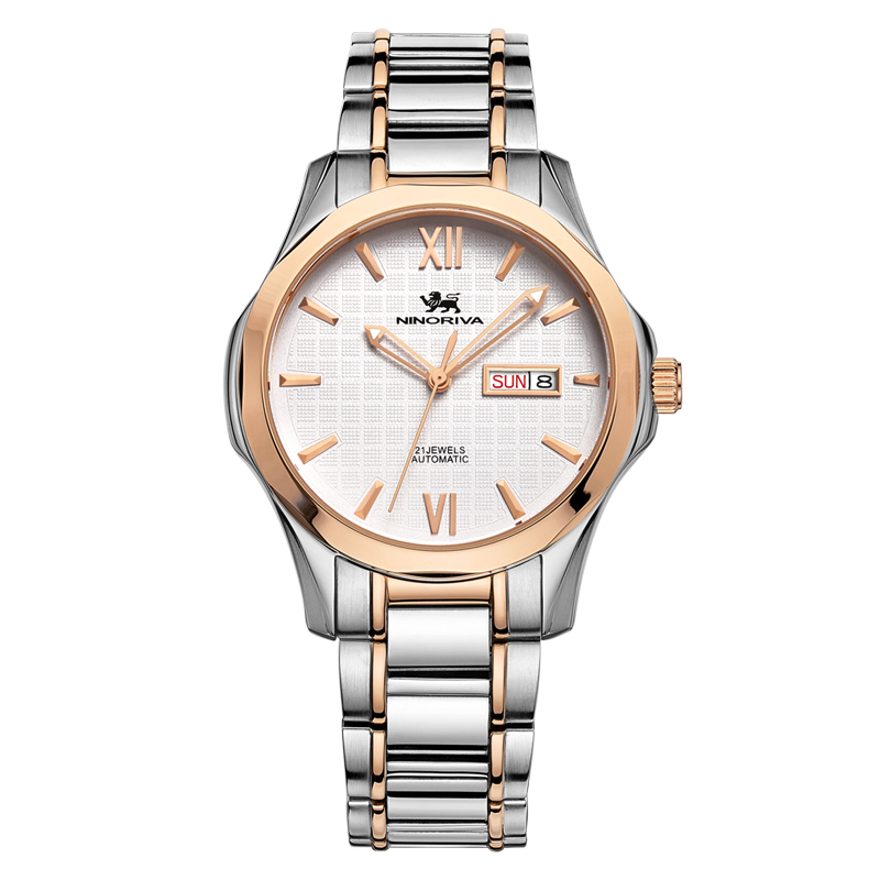 尼诺里拉 NINORIVA（机械表）钢带玫瑰金男士全自动机械表商务男表11011.611.04 玫瑰金 玫瑰金