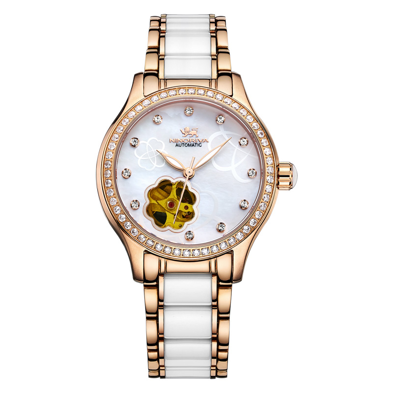 尼诺里拉 NINORIVA（机械表）透底镂空面陶瓷带时尚潮流女士手表11053.612.04 玫瑰金 玫瑰金