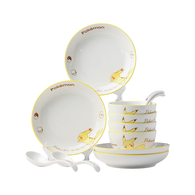 顺祥陶瓷餐具宝可梦皮卡丘系列皮卡丘12头套装 鹅仔黄 鹅仔黄