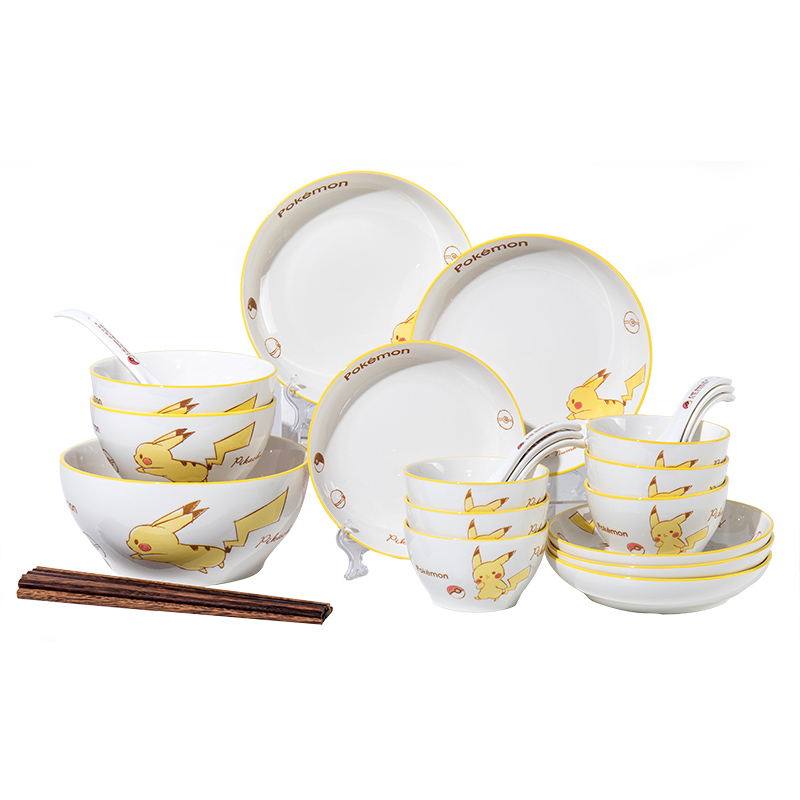 顺祥陶瓷餐具宝可梦皮卡秋系列皮卡丘28头套装 鹅仔黄 鹅仔黄