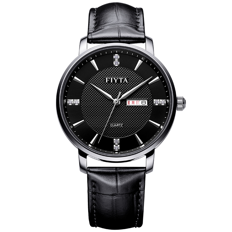飞亚达手表(石英表)男女情侣手表经典系列间牛皮带 带日历经典石英男表 JG100001.WBB（只） 黑色