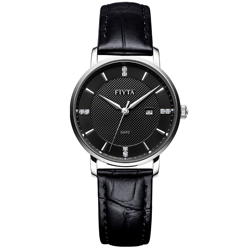 飞亚达手表(石英表)男女情侣手表经典系列间牛皮带 带日历经典石英女表 JL100001.WBB 只 黑色