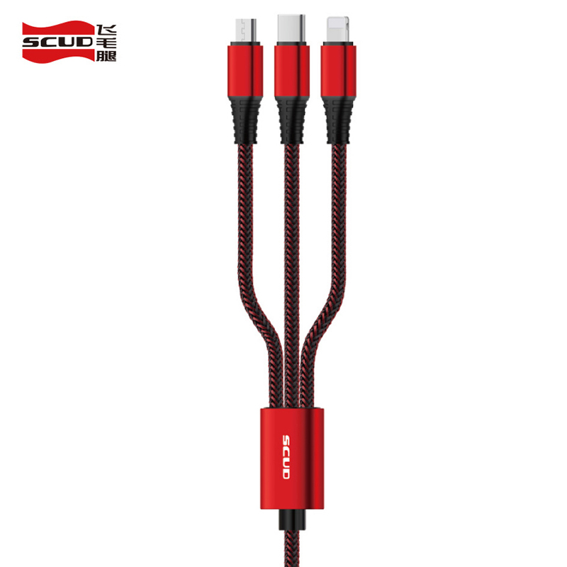 SCUD飞毛腿三合一充电线SJ-SH611/个 红色