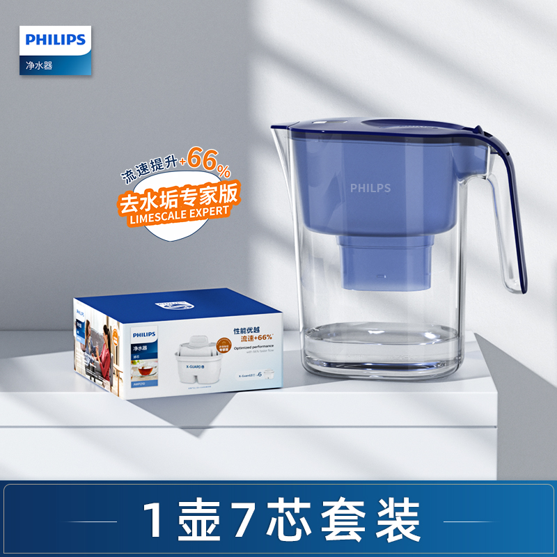 飞利浦（PHILIPS）全新升级家用滤水壶 4.2升（一壶七芯）	蓝色 蓝色