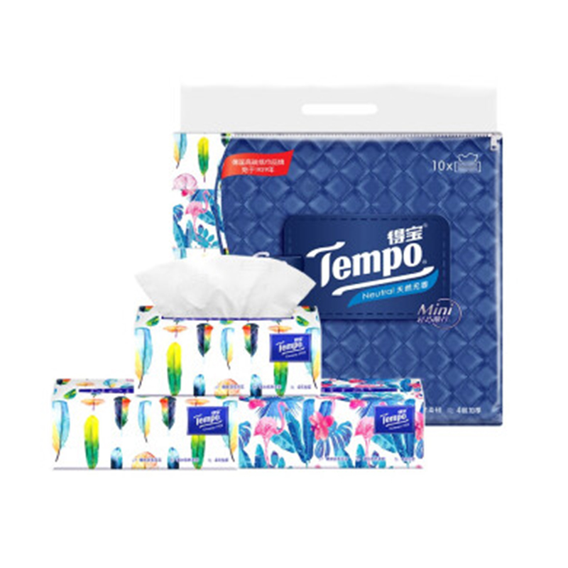 得宝Mini系列家用加厚印花抽纸4层80抽*10包（新疆、西藏、青海、内蒙、甘肃、宁夏不发货）  图片色   图片色