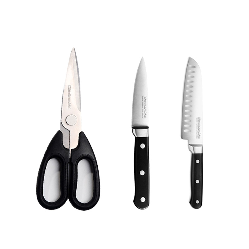 凯膳怡KitchenAid刀具三件套KKFTR3PROB水果刀3.5英寸+ KKFTR7SKOB三德刀7英寸+ KKSSF4APOB厨房剪刀	黑色	