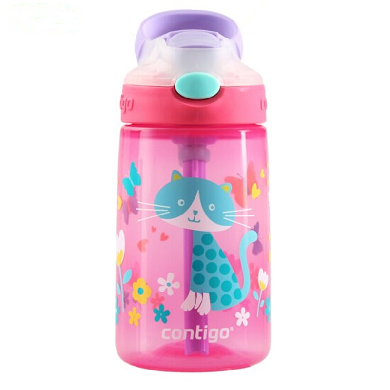 contigo康迪克儿童吸管水杯夏季运动塑料水杯400ML萌宠猫咪HBC-GIZ014 个 粉色