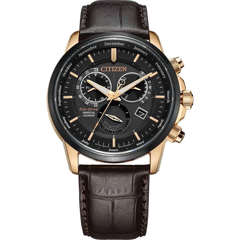 Citizen西铁城 光动能手表万年历商务休闲黑盘皮带男表 BL8156-12E（单位：只） 黑色