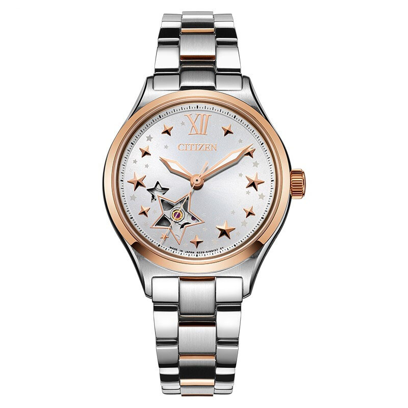 Citizen西铁城 机械手表轻奢潮流镂空粉金色钢带女表 PC1009-78B	白色 白色