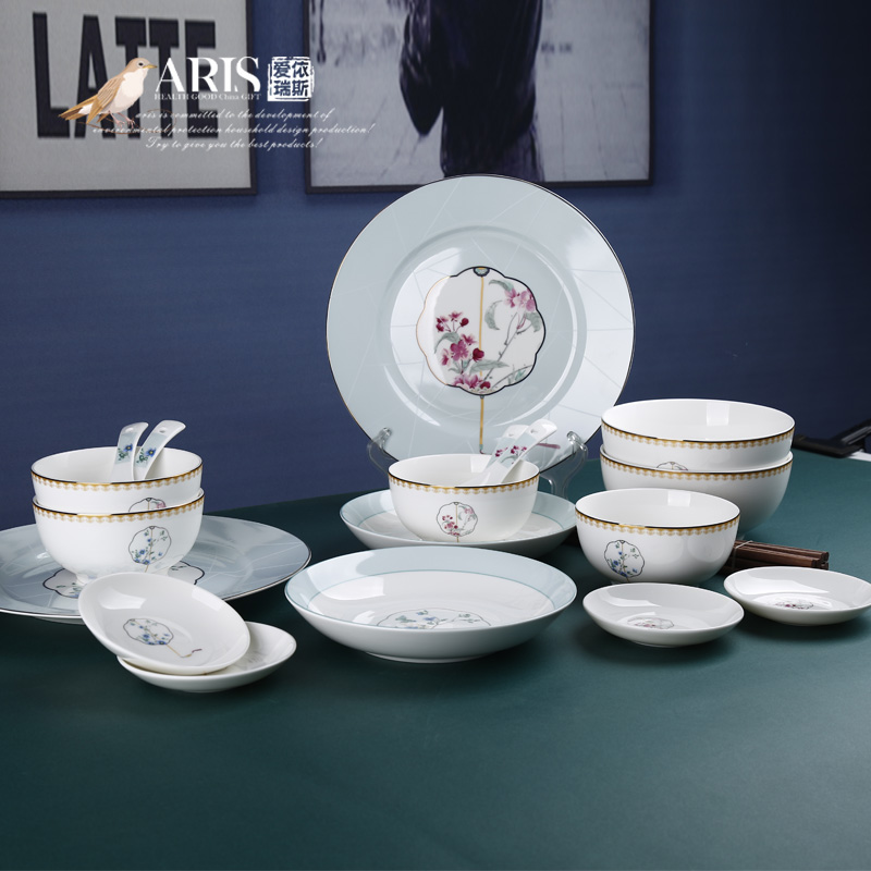 爱依瑞斯 中国风-金泥小扇20头陶瓷餐具 AS-D2001H  图片色  