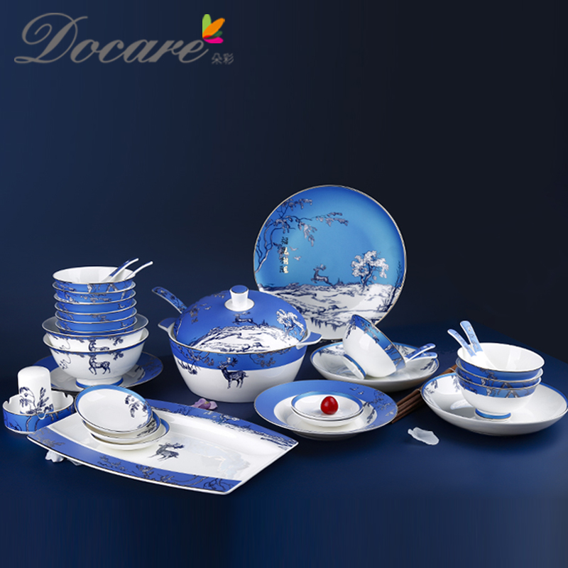 朵彩 58头骨质瓷餐具 福鹿相随 DC-B5803T  图片色  