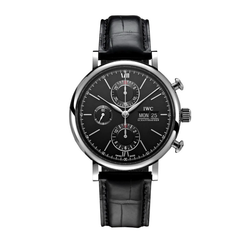 IWC万国 柏涛菲诺系列自动机械三眼手表黑盘黑带男表 IW391029  单位：块 黑色