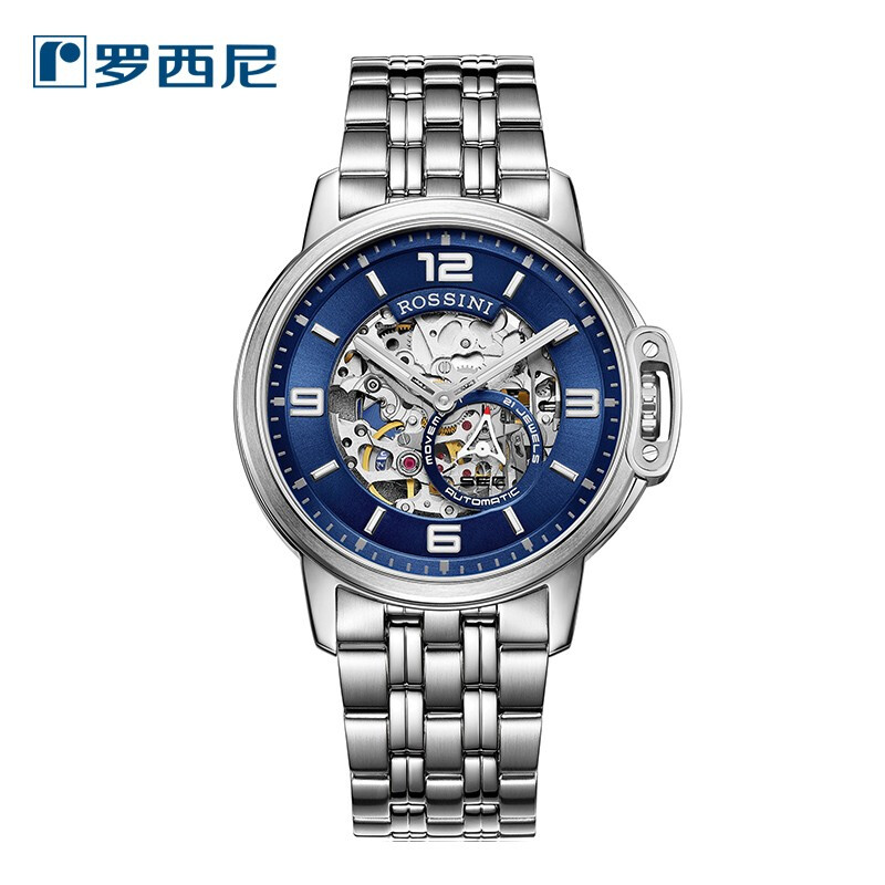 Rossini罗西尼 自动机械表手表时尚镂空休闲防水蓝盘钢带男表5793W05C（单位：只） 蓝色